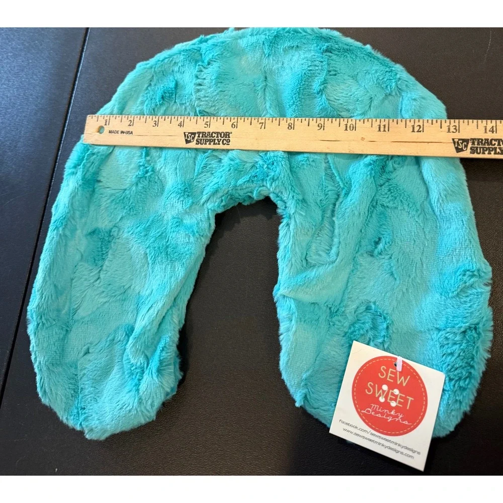 Sew Sweet Minky Designs Travel Neck Pillow Cover Turquoise Blue Plush NEW
